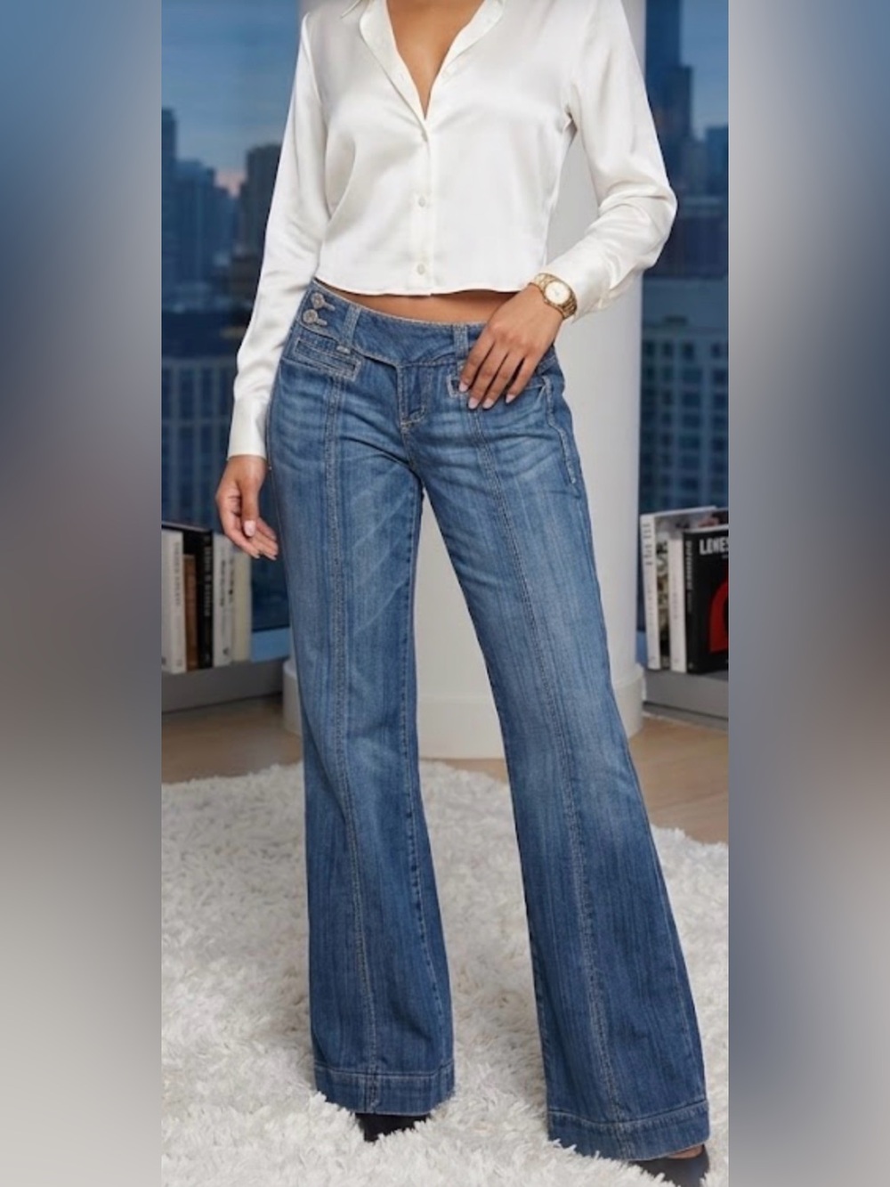 Y2K Princess Miss Me Blue Flare Low-Rise Jeans